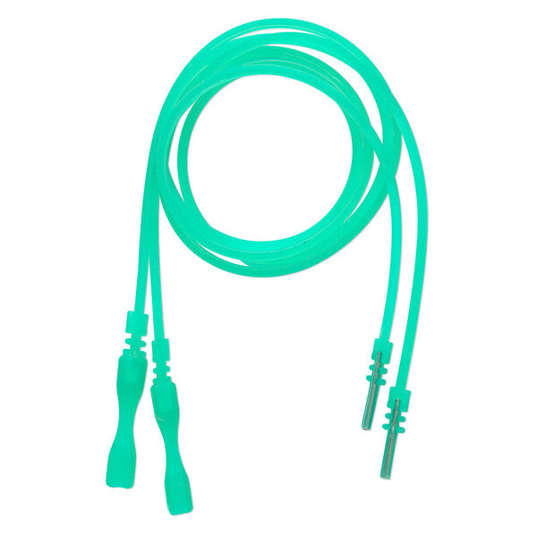 Necklace cord, silicone, translucent teal, 2-2.2mm wide, 16 inches with snap closure. Sold per pkg of 4. image number 0