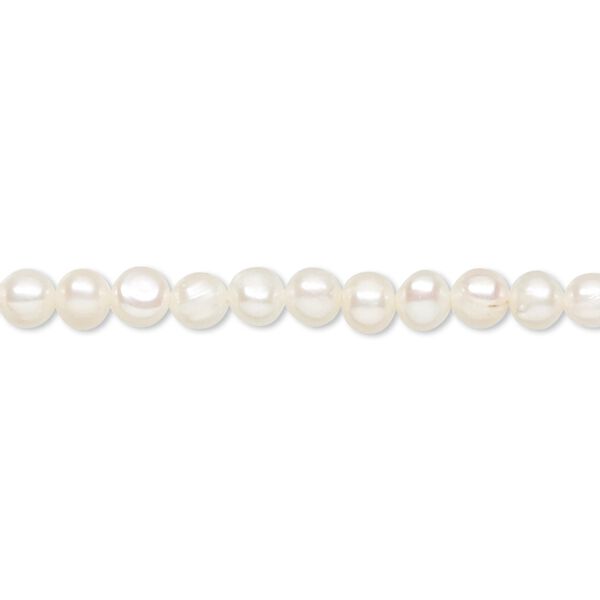 Pearl 1pkg1 cultured freshwater, 4-6mm semi-round, 15.5-16 inch bleached white image number 0