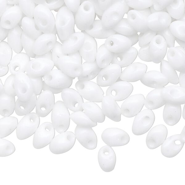 Seed bead, Miyuki, glass, pkg/10g, 7x4mm long magatama, opaque white (LMA-402). image number 0