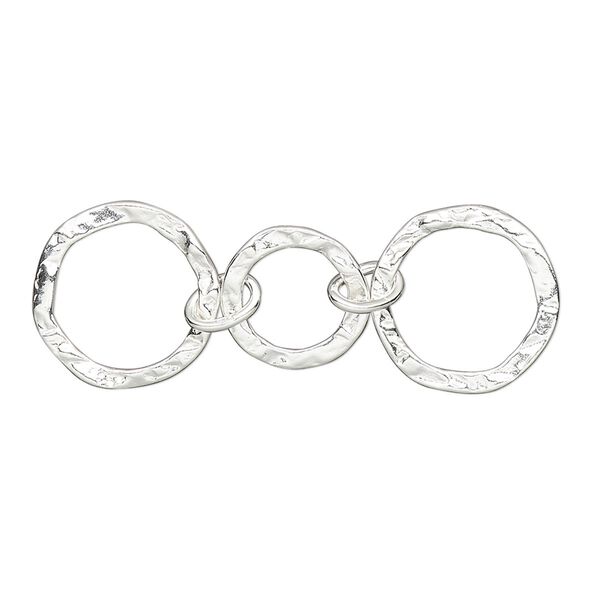 Extender chain, sterling silver, 11mm and 14mm hammered round with 2 closed oval jump rings, 1-1/2 inches. Sold individually. image number 0