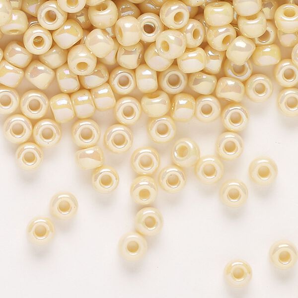 Seed bead, Miyuki, glass, pkg/25g, #6 rocaille, opaque rainbow pear (RR-488). image number 0