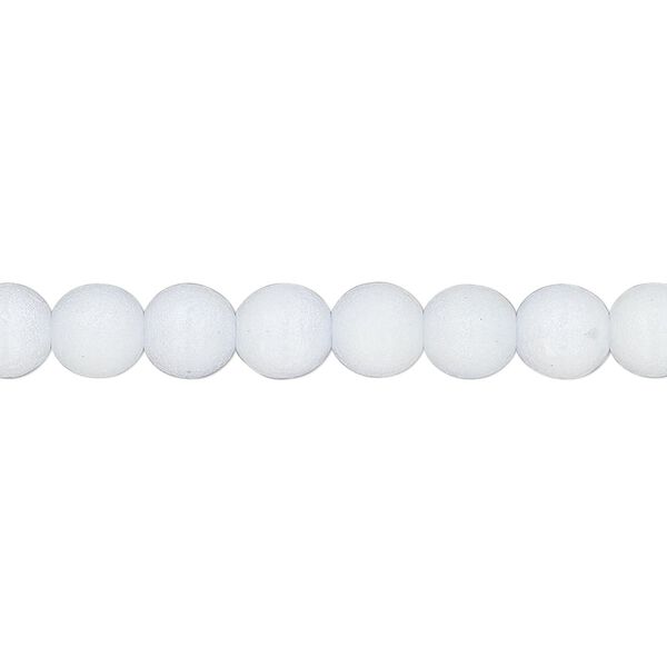Bead, glass pearl, coated glass, light silver, 6mm textured round. Sold per 15-1/2" to 16" strand, approximately 65 beads. image number 0