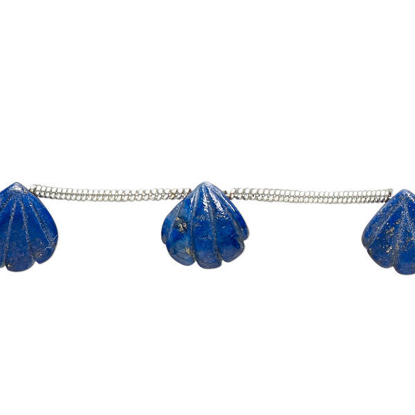 Lapis lazuli 1pkg10, hand-cut top-drilled carved puffed shell bead natural 9x9mm image number 0