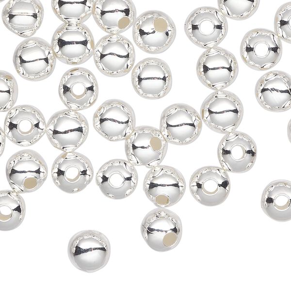 Bead, silver-plated steel, 6mm round. Sold per pkg of 500. image number 0