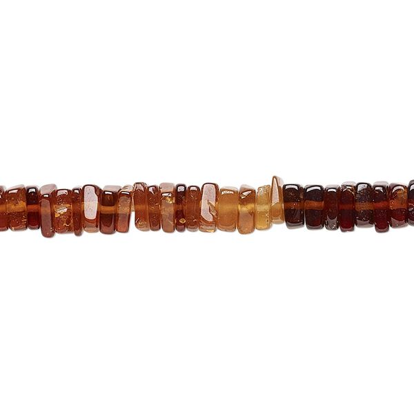 Hessonite garnet 1pkg1, hand-cut square rondelle bead natural 8 inch 4x1mm-6x2mm image number 0