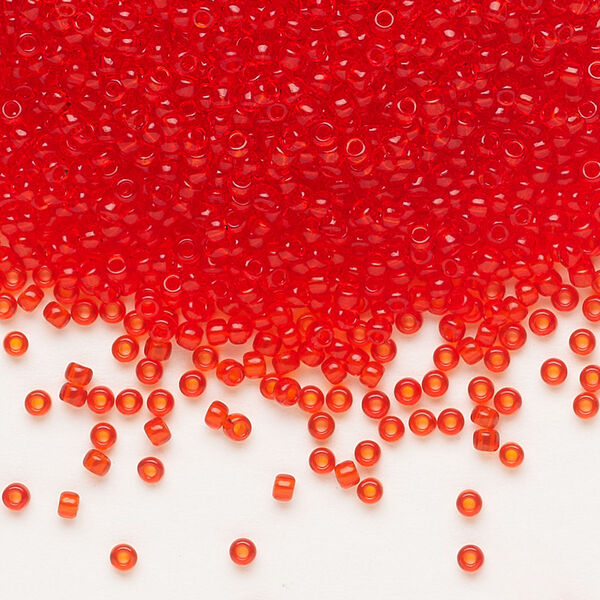 Seed bead, Preciosa Ornela, glass, transparent light red, #11 rocaille. Sold per 50-gram pkg. image number 0