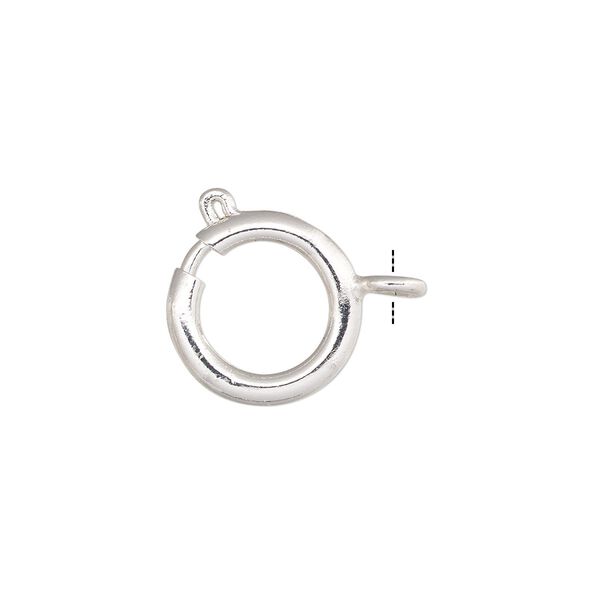 Clasp, springring, silver-plated brass, 12mm. Sold per pkg of 10. image number 0