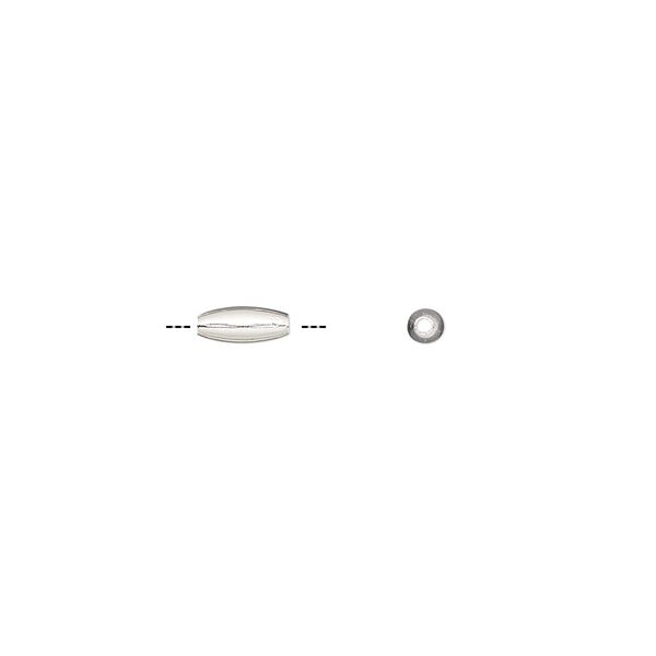 Bead, sterling silver, 6x2mm oval. Sold per pkg of 5. image number 0