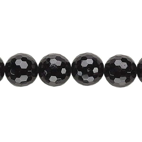 Black tourmaline 1pkg1, faceted round bead natural 15 inch 10mm image number 0