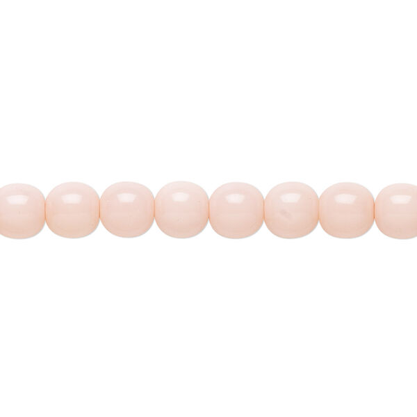 Bead, Czech dipped décor glass druk, light pink, 6mm round. Sold per 15-1/2" to 16" strand. image number 0