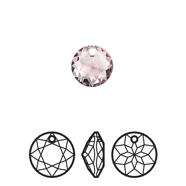 Drop 2pk light amethyst, Crystal Passions® 10mm pendant classic cut 6430 image number 0