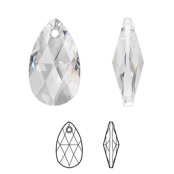 Drop 1pk crystal, Crystal Passions® 22x13mm pendant pear 6106 image number 0