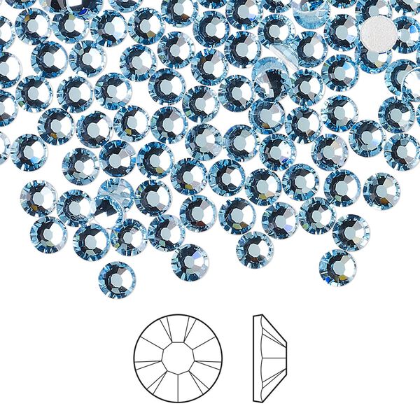 Flat back 144pk aquamarine foil back, Preciosa MAXIMA Czech crystal hotfix rhinestone 3.8-4mm chaton rose round SS16 image number 0