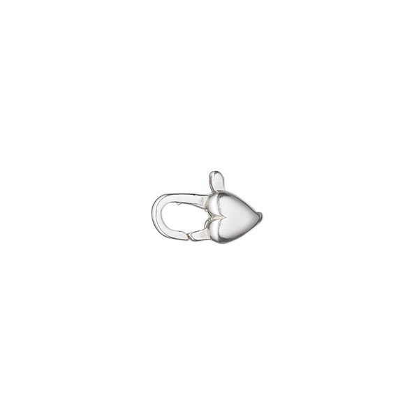 Clasp, lobster claw, sterling silver, 11x5mm heart. Sold individually. image number 0