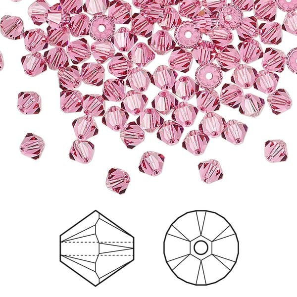 Bead 48pk rose, Crystal Passions® 4mm bicone 5328 image number 0