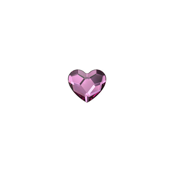 Flat back 24pk dark rose foil back, Crystal Passions® hotfix rhinestone 10mm heart 2808 image number 0
