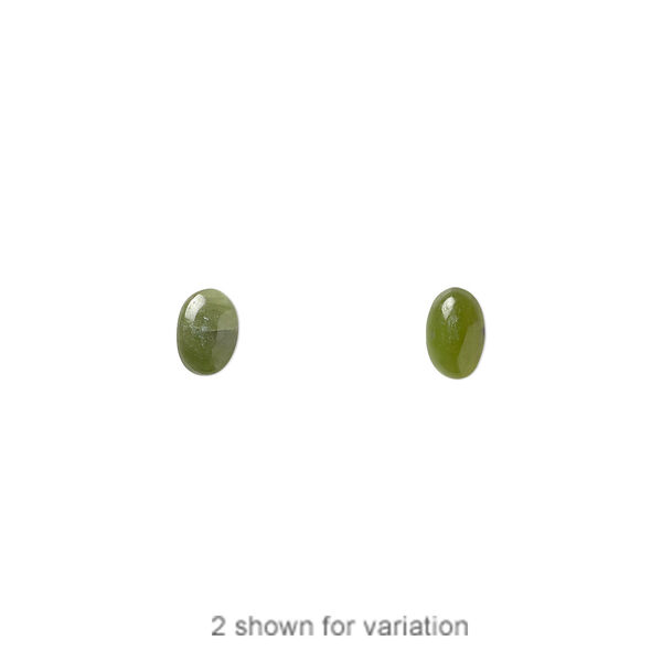 Nephrite jade 1pkg2, calibrated oval cab natural B grade, 6x4mm image number 0