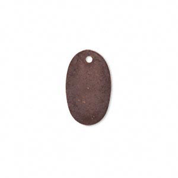 Drop, brass, earth tone brown patina, Pantone® color 19-1321, 19x11mm double-sided oval. Sold per pkg of 6. image number 0