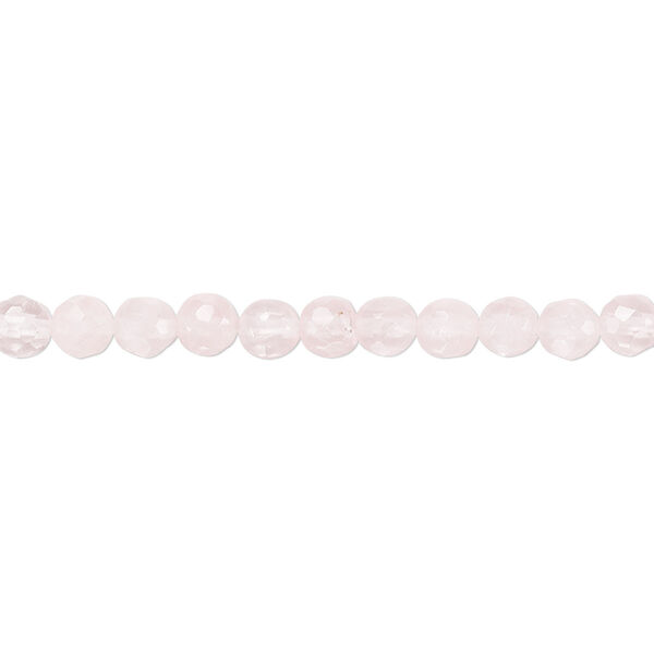 Rose quartz 1pkg1, tumbled faceted round bead natural 15.5-16 inch 4mm image number 0