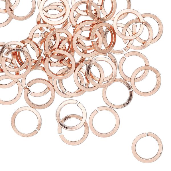 Jump ring, copper, 8mm hand-cut round square wire, 5.7mm inside diameter, 18 gauge. Sold per pkg of 50. image number 0