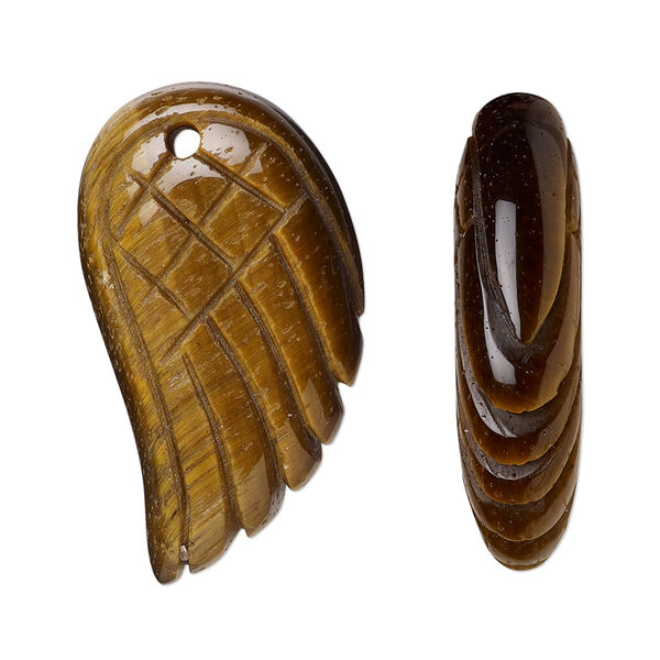 Tigereye 1pkg1, hand-cut top-drilled 2-sided wing focal natural 31x17mm-32x19mm image number 0