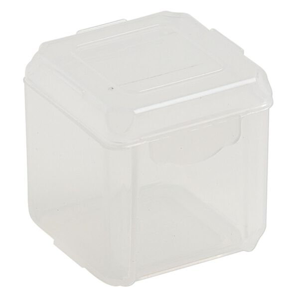 Organizer, Dot Box™, plastic, clear, 1-1/4 x 1-1/4 x 1-1/4 inch square with pop-up lid. Sold per pkg of 4. image number 2