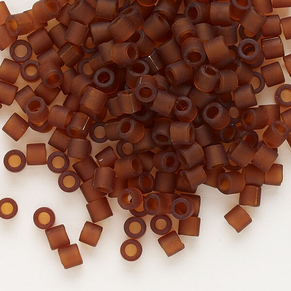 Seed bead, Delica®, glass, pkg/250g, #8 round, translucent matte dark topaz (DBL-0764). image number 0