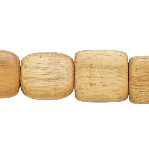Bead, madre de cacao wood (waxed), 16mm flat square. Sold per 15-1/2" to 16" strand. image number 0