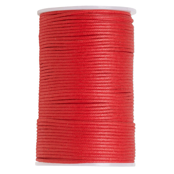 Cord, waxed cotton, red, 2mm, 50+ pound test. Sold per 100-meter spool. image number 0