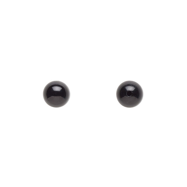 Black onyx 1pkg2, half-drilled round bead 6mm image number 0