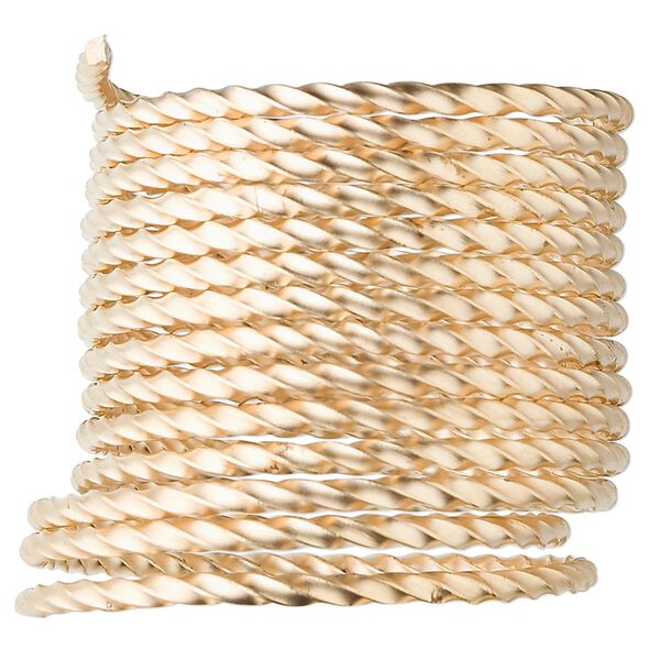 Wire, 12Kt gold-filled, full-hard, twisted square, 18 gauge. Sold per pkg of 5 feet. image number 0