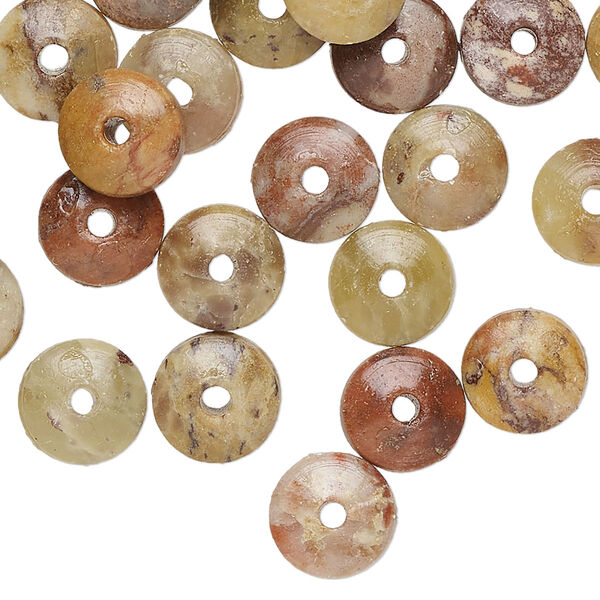Bead, soapstone (coated), 9x5mm hand-cut rondelle, B grade, Mohs hardness 1 to 2-1/2. Sold per pkg of 50. image number 0