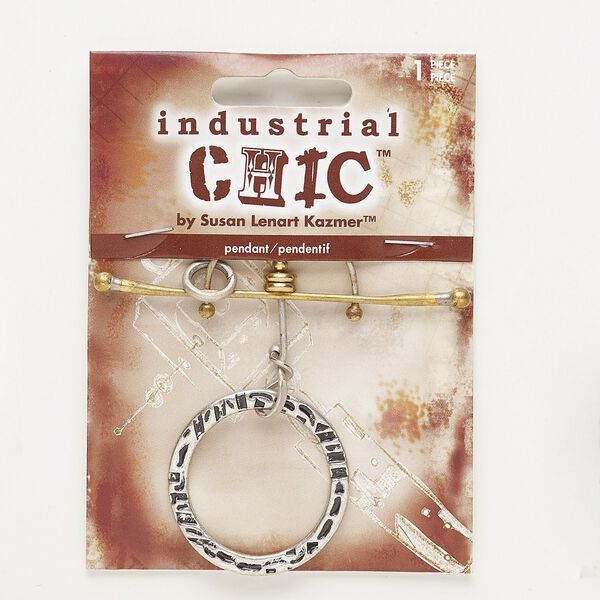 Focal, antiqued nickel- / brass- / silver-finished steel / "pewter" (zinc-based alloy), 2-7/8 x 2-3/4 inches. Sold individually. image number 0