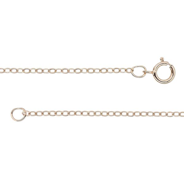 Chain, 14Kt rose gold-filled, 1.7mm flat cable, 18 inches with springring clasp. Sold individually. image number 0