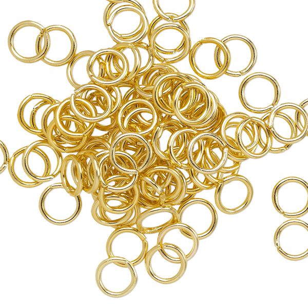 Jump ring, anodized aluminum, gold, 6mm round, 4.2mm inside diameter, 18 gauge. Sold per pkg of 100. image number 0