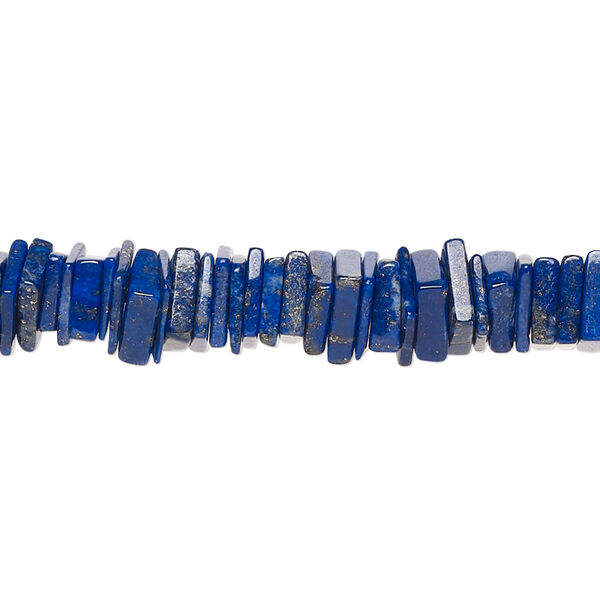 Lapis lazuli 1pkg1, hand-cut squaredelle bead natural 17 inch 6x1mm-7x4mm image number 0
