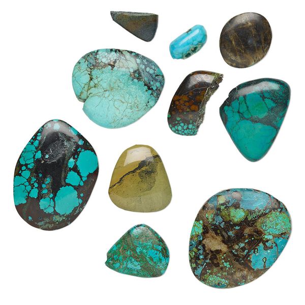 Turquoise 1pkg1, non-calibrated freeform cab 50g mix 25x20mm-65x50mm image number 0