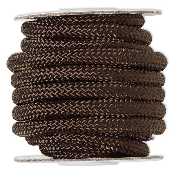 Cord, nylon, dark brown, 8mm braided. Sold per 15-foot spool. image number 0