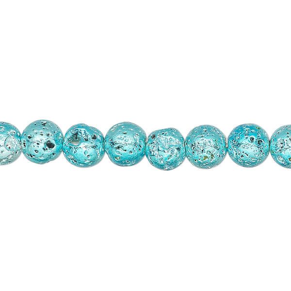 Lava rock 1pkg1, electrocoated round bead 15.5-16 inch 6-7mm image number 0