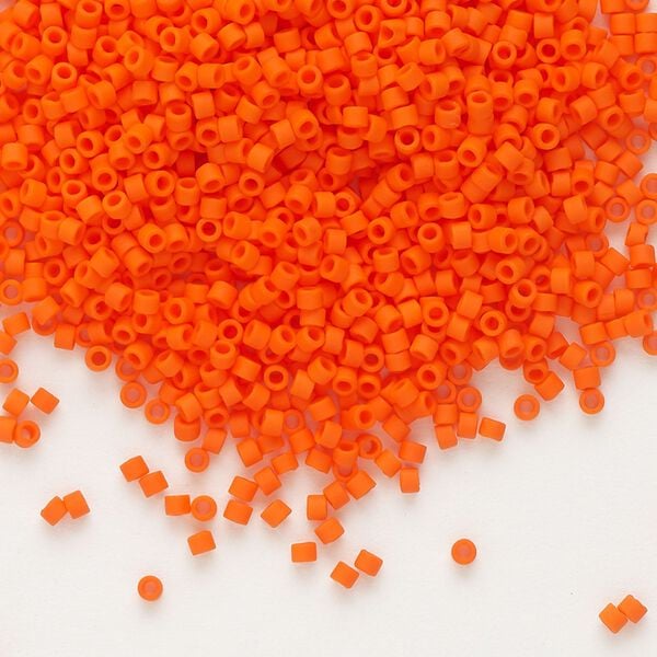 Seed bead, Delica®, glass, pkg/50g, #11 round, opaque matte orange (DB-0752). image number 0