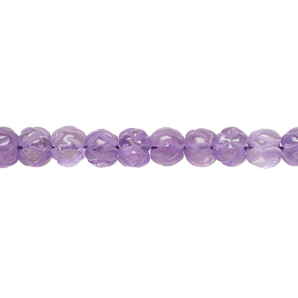 Amethyst 1pkg1, carved round bead 14 inch 5-7mm image number 0