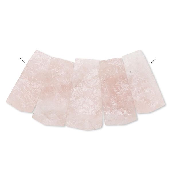 Rose quartz 1pkg5, hand-cut top-drilled fan focal natural 30x18mm-36x20mm image number 0