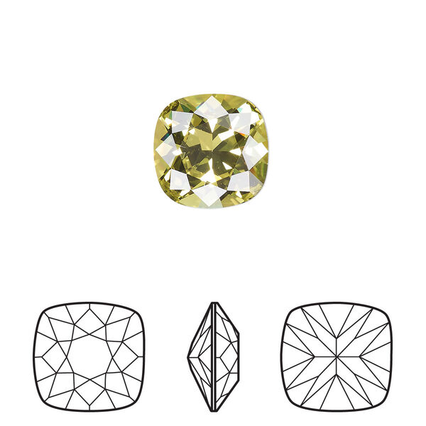 Fancy stone 72pk citrus green foil back, Swarovski® 12mm cushion 4470 image number 0