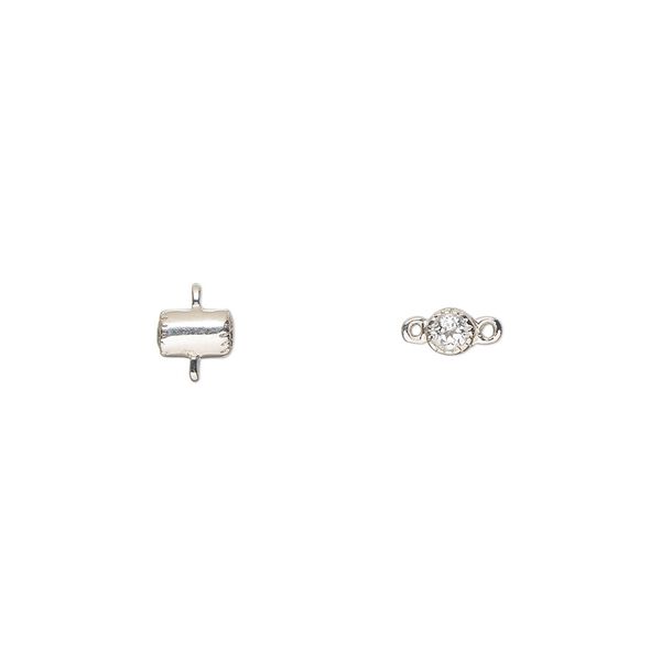 Link sterling silver white topaz 1pk 5x3mm hand-cut faceted round, natural image number 0