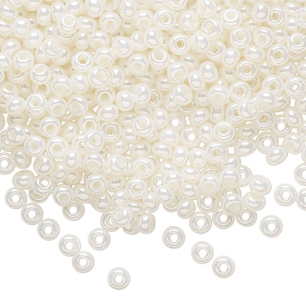 Seed bead, Preciosa Ornela Czech glass, pkg/500g, #8 rocaille, opaque pearl luster white, (47102). image number 0