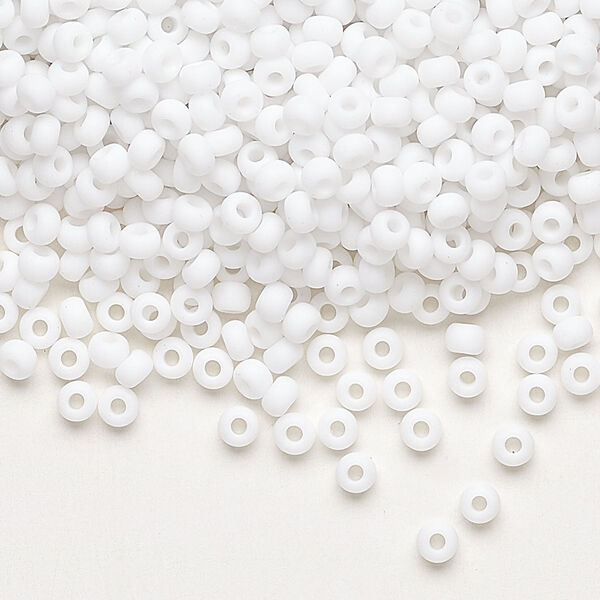 Seed bead, Preciosa Ornela Czech glass, pkg/500g, #8 rocaille, opaque matte chalkwhite, (03050). image number 0