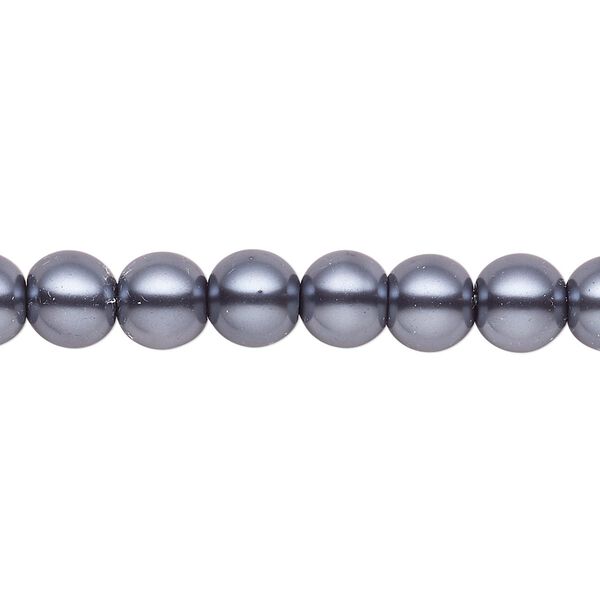 Bead, crystal pearl, gunmetal, 7-8mm round. Sold per pkg of (2) 15-1/2" to 16" strands, approximately 100 beads. image number 0