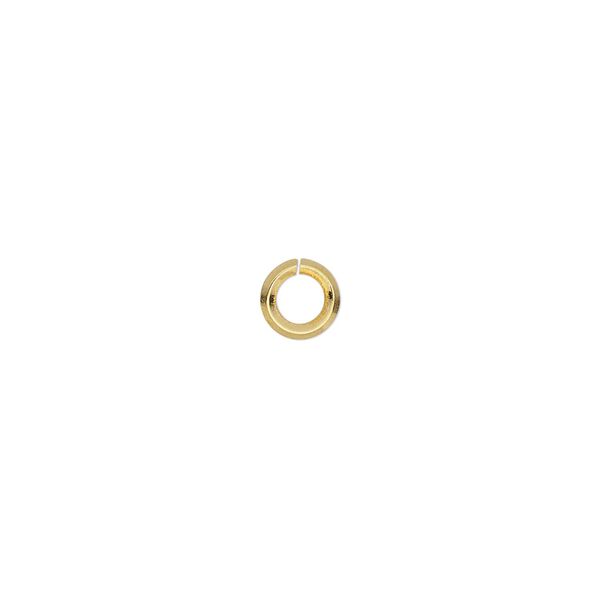 Jump ring, gold-plated brass, 6mm round diamond wire, 3.5 inside diameter, 16 gauge. Sold per pkg of 50. image number 0