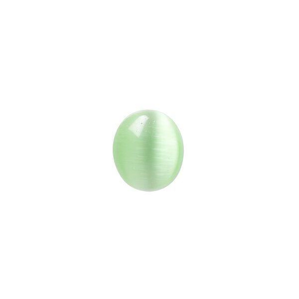 Cabochon, cat's eye glass (fiber optic glass), light green, 12x10mm calibrated oval, quality grade. Sold per pkg of 10. image number 0