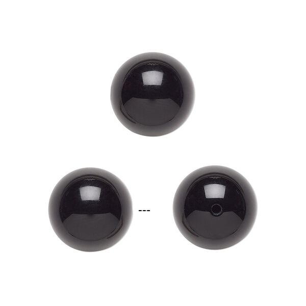 Black onyx 1pkg2, half-drilled round bead 10mm image number 0